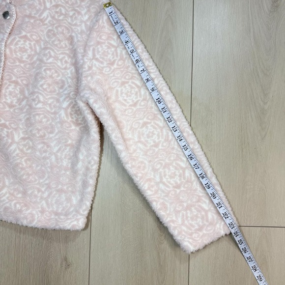Vintage Coldwater Creek‎ Pink Fleece Button Jacket L Floral Print USA Made - Picture 7 of 7